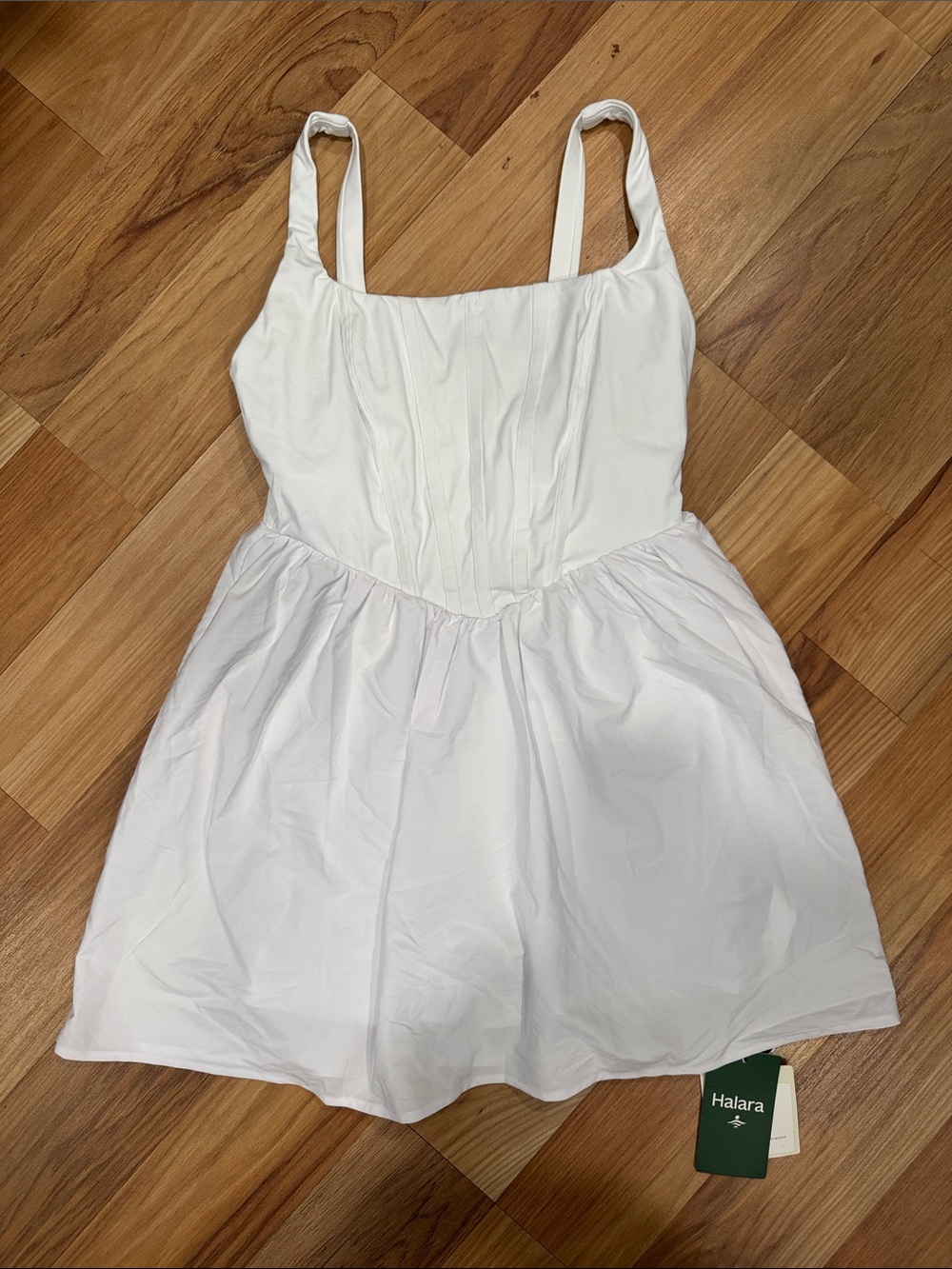 HALARA White Active Dress with Built in shorts